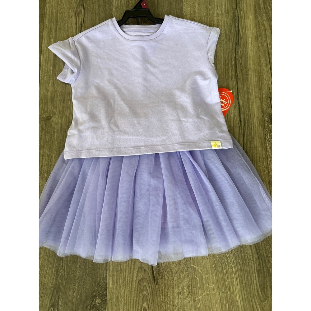 Wonder Nation Girls Lavender Tulle Skirt and Top 2pc Outfit Set Size 6 NWT